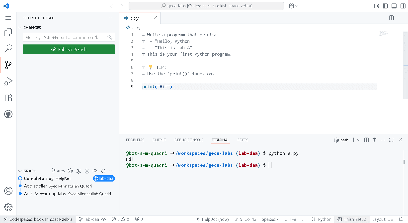 Screenshot of Push Changes