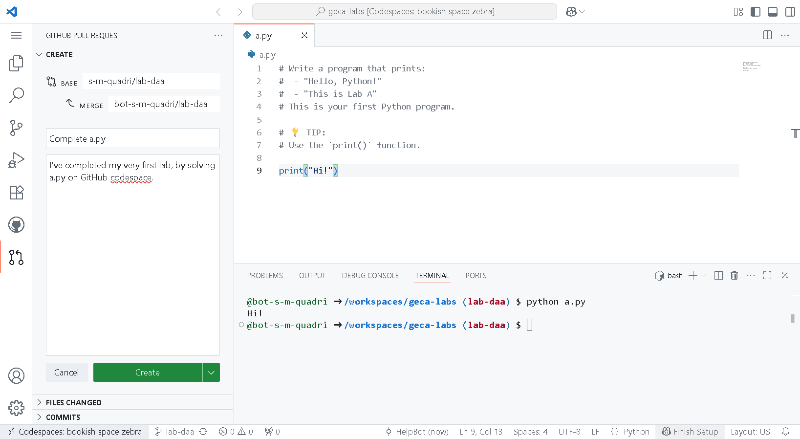 Screenshot of Fill Pull Request Details