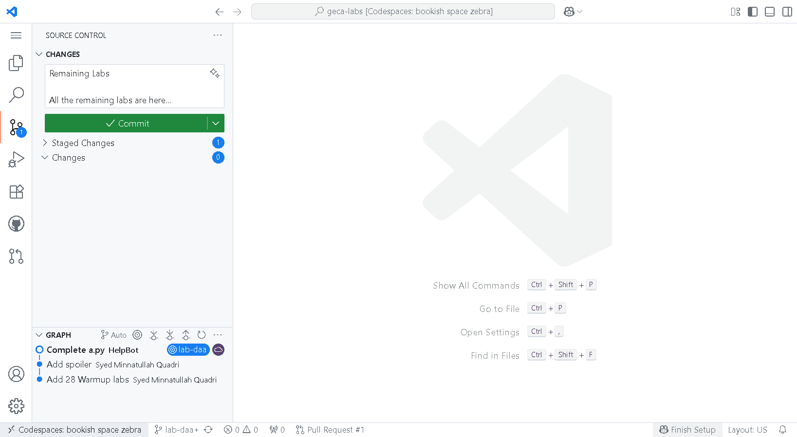 Screenshot of Complete Remaining Labs