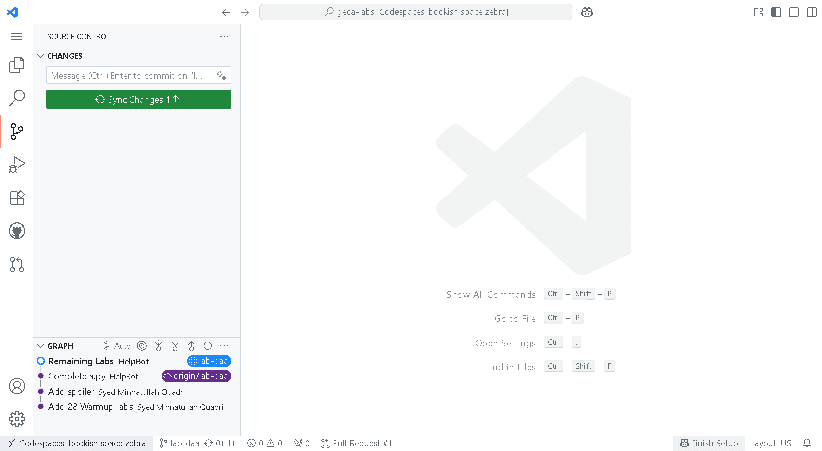 Screenshot of Sync Changes