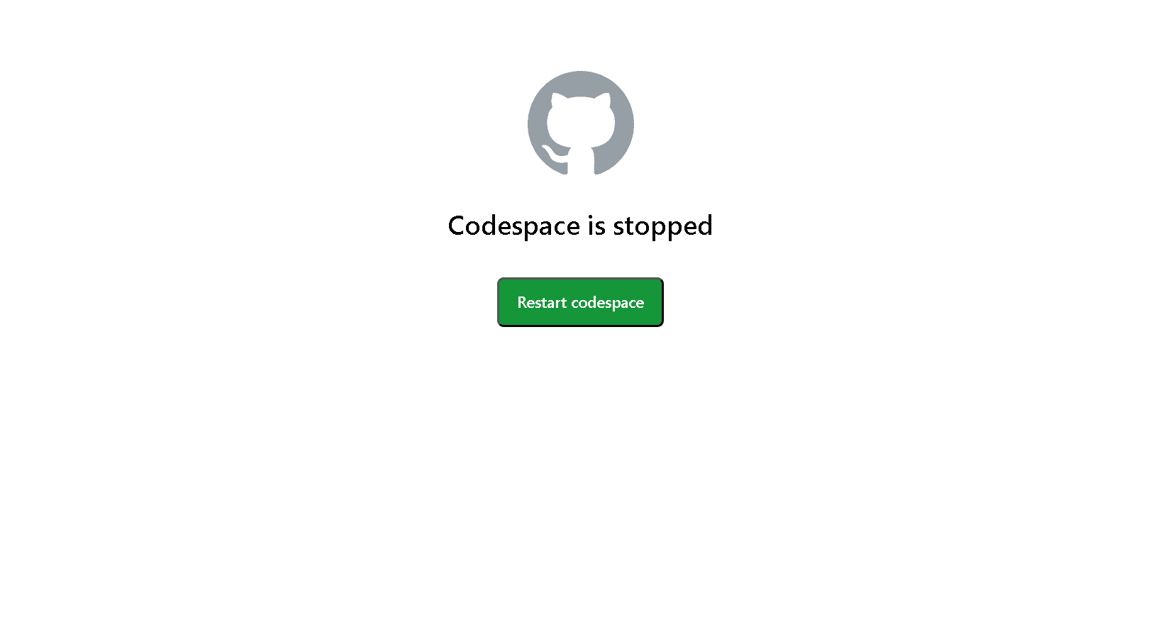 Screenshot of Codespace Stopped